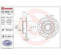 2 x BREMBO 08.9502.1X Disque de frein pour ,AUDI,SEAT,SKODA,SKODA (SVW),VW,VW (F