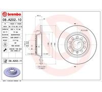 2 x BREMBO 08.A202.11 Disque de frein pour AUDI,AUDI (FAW),SEAT,SKODA,SKODA (SVW
