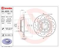 2 x BREMBO 08.A202.1X Disque de frein pour AUDI,AUDI (FAW),SEAT,SKODA,SKODA (SVW