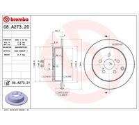 2 x BREMBO 08.A273.21 Disque de frein pour TOYOTA,TOYOTA (FAW)