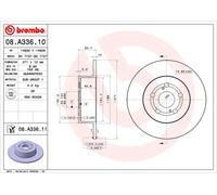 2 x BREMBO 08.A336.11 Disque de frein pour TOYOTA