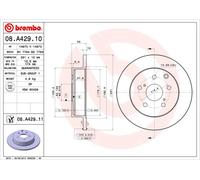 Disque de frein BREMBO 08A42911 arrière, plein, 1 pièce