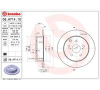 2 x BREMBO 08.A714.11 Disque de frein pour TOYOTA