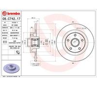 2 x BREMBO 08.C742.17 Disque de frein pour RENAULT