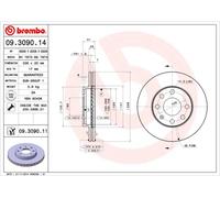 2x Disque de frein ventilé de l'intérieur 09.3090.11 BREMBO pour DAEWOO