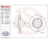 2 x BREMBO 09.5148.24 Disque de frein pour CHEVROLET,OPEL,VAUXHALL,ZAZ
