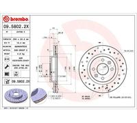 2 x BREMBO 09.5802.2X Disque de frein pour DACIA,LADA,NISSAN,RENAULT