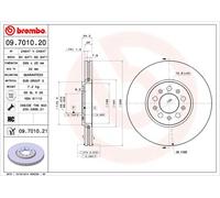 2 x BREMBO 09.7010.21 Disque de frein pour AUDI,SEAT,SKODA,SKODA (SVW),VW,VW (FA