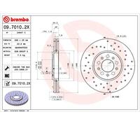 2 x BREMBO 09.7010.2X Disque de frein pour AUDI,SEAT,SKODA,SKODA (SVW),VW,VW (FA