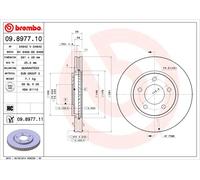 2 x BREMBO 09.8977.11 Disque de frein pour CHRYSLER,DODGE