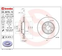 2 x BREMBO 09.9078.11 Disque de frein pour DACIA,LADA,NISSAN,NISSAN (DFAC),RENAU