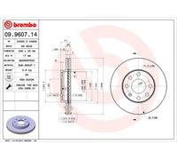 2 x BREMBO 09.9607.14 Disque de frein pour BEDFORD,CHEVROLET,OPEL,VAUXHALL,ZAZ