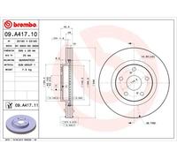 2 x BREMBO 09.A417.11 Disque de frein pour EMGRAND,ENGLON,GLEAGLE,LEXUS,TOYOTA,T