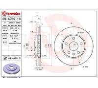 2 x BREMBO 09.A969.11 Disque de frein pour BUICK (SGM),CHEVROLET,CHEVROLET (SGM)