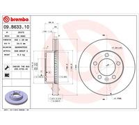 2 x BREMBO 09.B633.10 Disque de frein pour NISSAN,OPEL,RENAULT,VAUXHALL