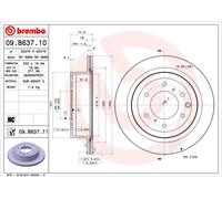 2 x BREMBO 09.B637.11 Disque de frein pour MITSUBISHI,MITSUBISHI (GAC)