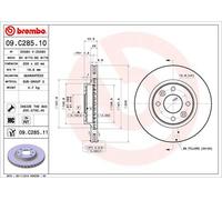 Disque de frein BREMBO 09C28511 avant, ventilé, à haute teneur en carbone, 1 pièce