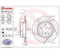 2 x BREMBO 09.C315.21 Disque de frein pour BMW