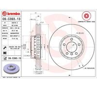 2 x BREMBO 09.C393.13 Disque de frein pour BMW