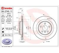 Disque de frein BREMBO 09C74311 arrière, ventilé, à haute teneur en carbone, 1 pièce