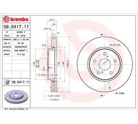 2 x BREMBO 09.D417.11 Disque de frein pour TOYOTA