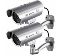 2 x Caméra Factice LED Clignotante Réaliste - Sécurité Intérieure et Extérieure Facile à Installer, Résistante aux Intempéries