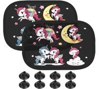 2 X Car Sun Visor For Baby,Suction Cup,Uv Protection,44 X 36 Cm,Comes With 8 Suction Cups (Rainbow And Pony)