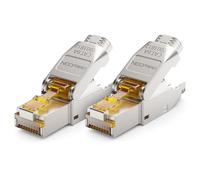 2 x CAT 6a Network Socket RJ45 Toolless 10Gbps Shielded Network Socket for Rigid Installation Cables Raw Cable RJ45 Ethernet LAN DSL Patch Cable