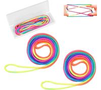 2 x Cats Cradle Rope Set of Twines Length 160 cm, Rainbow Rope Finger Rope Toys Supplies Stimulates Creativity
