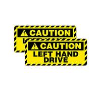 2 x Caution Left Hand Drive Car Sticker Decal Car Automotive Fuel Racing