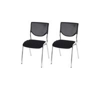 2 x chaise visiteur T401 empilable tissu siège noir pieds chromés