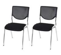 2 x chaise visiteur T401 empilable tissu siège noir pieds chromés Noir G