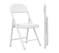2 x Chaises pliantes en PU Blanc pour bureau et cuisine, Chaise de camping, Chaise de bureau pour invités, visiteurs et conférences