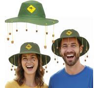 2 x chapeau australien en liège imprimé kangaroo fantaisie robe accessoires AUSTRALIA DAY CROCODILE HUNTER MAN