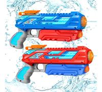 2 x Children's Water Guns-Water Gun with a Capacity of 280 ml and a Shooting Range of 8.8 Metres for Outdoor Garden Beach Summer Party Swimming Pool Blue and Red Water Gun