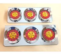 2 x Chrome en acier inoxydable 3 rond LED Feu arrière Triple lumières 24 V Lampes pour Camion Remorque