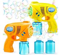 2 X Colorful Bubble Guns With 2 Bubble Solutions (10oz Total) For Kids Indoor And Outdoor Activities Summer Theme Party Birthday Easter Outdoor Activity