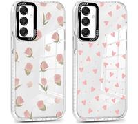 2 X Coque Pour Samsung Galaxy A16 5G 6,7"", Transparente Étui Avec Aesthetic Motif Fleur Coeur, Mince Tpu Silicone Housse Clair Antichoc Protection Filles Femmes Case Cover Pour Sam[WKE01014]