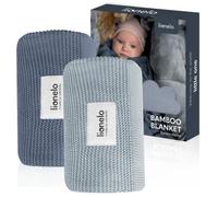 2 x Couverture en bambou LIONELO Bamboo Blanket - 75 x 100 cm - Couverture poussette - Hypoallergénique - Bleu/Gris