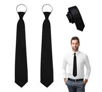 2 x Cravate Homme, Cravate Noire Homme avec Fermeture Éclair, Accessoire de Costume Élégant Idéal pour Mariage et Cérémonies, Taille Universelle Conçu pour S'Adapter avec Divers Accessoires de Costume