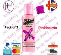 2 X Crazy Color Semi Permanent Cheveux Teinture Pinkissimo - 100ml (Paquet De 2)
