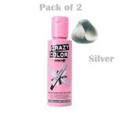 2 X Crazy Color Teinture Capillaire Semi Permanente Argent - 100ml (Pack De 2)