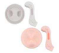 2 x Cuillère et Couvercle Silicone Alimentaire, Couvercle Boite de Conserve Universels (6,5-8,5 cm), Ouvre-Boîte et Cuillère 2 en 1, Nettoyage Rangement Faciles, Oreilles et Queue de Chat (Rose, Gris)