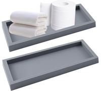 2 X Decorative Rectangular Silicone Tray,Bathroom Tray,Bathroom Toilet Tank Storage Tray,For Fabric,Candles,Towel,Small Cosmetics,Plants