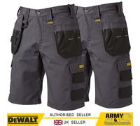 2 X DeWalt Hommes Gris Anti-déchirure Cargo Étui Poche Short Travail Deux Piqué
