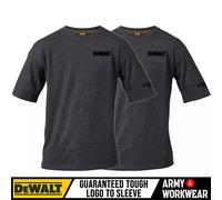 2 X Dewalt Typhoon Hommes Gris T-Shirt Vêtement de Travail Haut Col Rond Logo