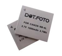 2 x Dot.Foto NB-4L Premium 3.7v / 1000mAh Batterie Rechargeable pour Canon IXUS 30, 40, 50, 55, 60, 65, 70, 75, 80 is, 82 is, 100 is, 110 is, 115 HS, 120 is, 130, 220 HS, 230 HS, 255 HS, I Zoom, i7