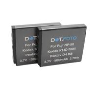 2 x Dot.Foto NP-50, NP-50a Premium 3.7v / 1000mAh Batterie Rechargeable pour Fujifilm FinePix F660EXR, F750EXR, F770EXR, F800EXR, F80EXR, F850EXR, F900EXR, F1000EXR, X10, X20, XP100, XP150, XP170