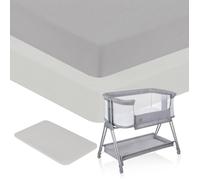 2 x Drap housse bambou pour lit bébé - LIONELO - Cododo et Berceau - 80 x 40 cm - Universelle - Gris / Blanc