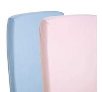 2 x Drap-housse Compatible avec The Little Green Sheep Chevet Berceau 100% coton - bleu/Pink-by For-your-Little-One